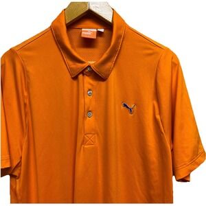 Puma Sport Lifestyle Polo Golf Shirt Mens Large Orange Graphics Stretch Wicking